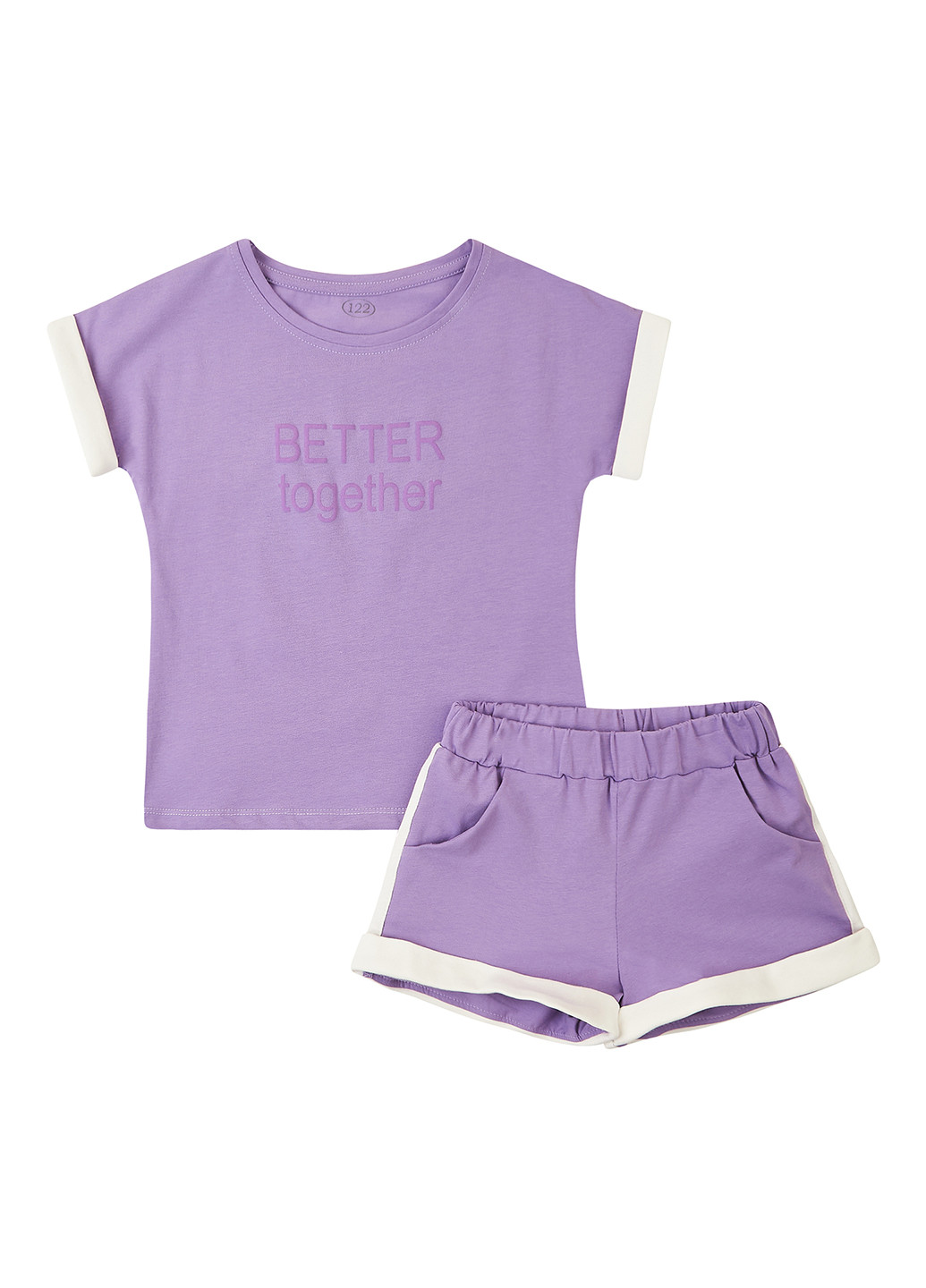 Фиолетовый летний комплект (футболка, шорты) Фламинго