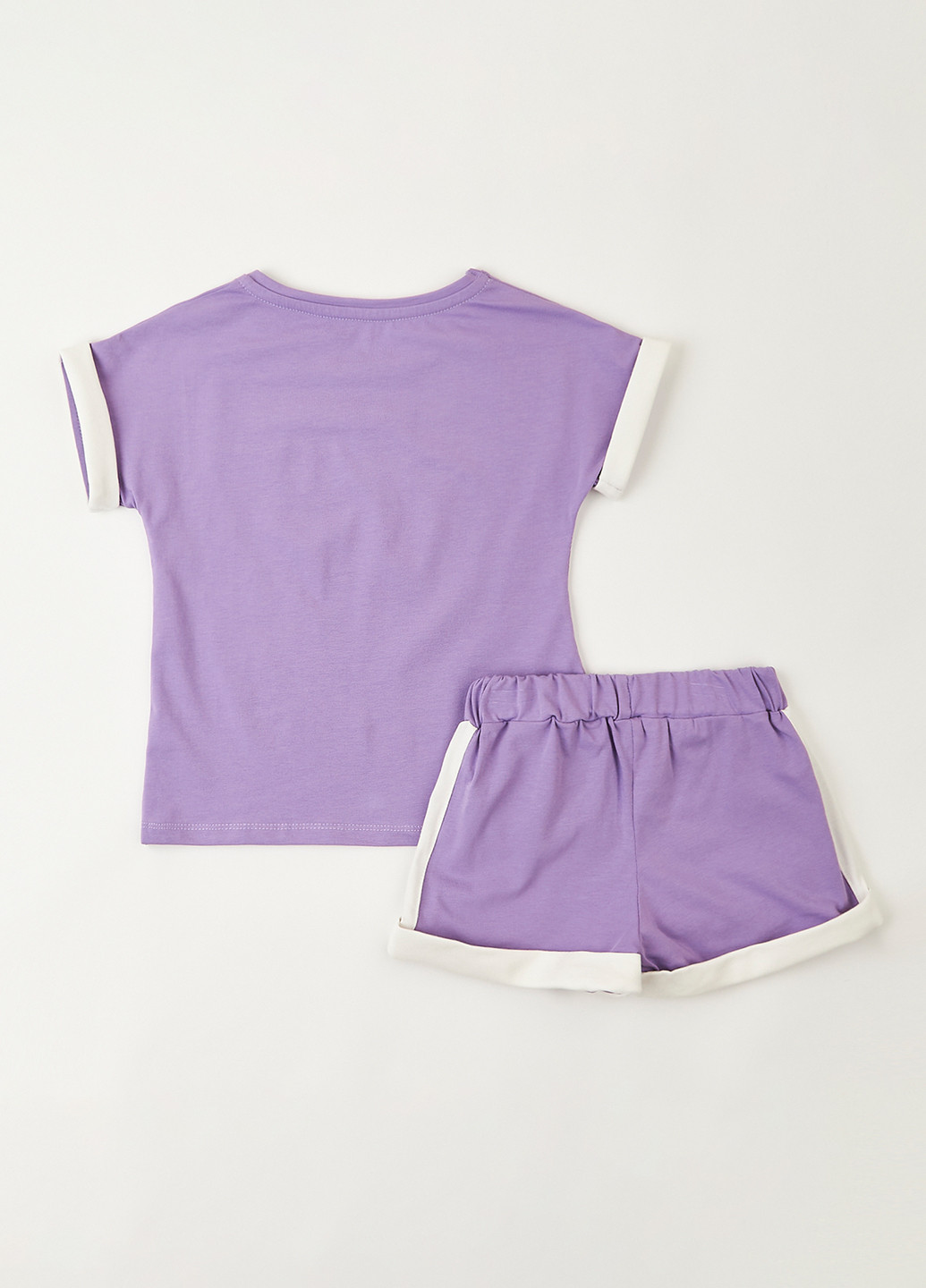 Фиолетовый летний комплект (футболка, шорты) Фламинго