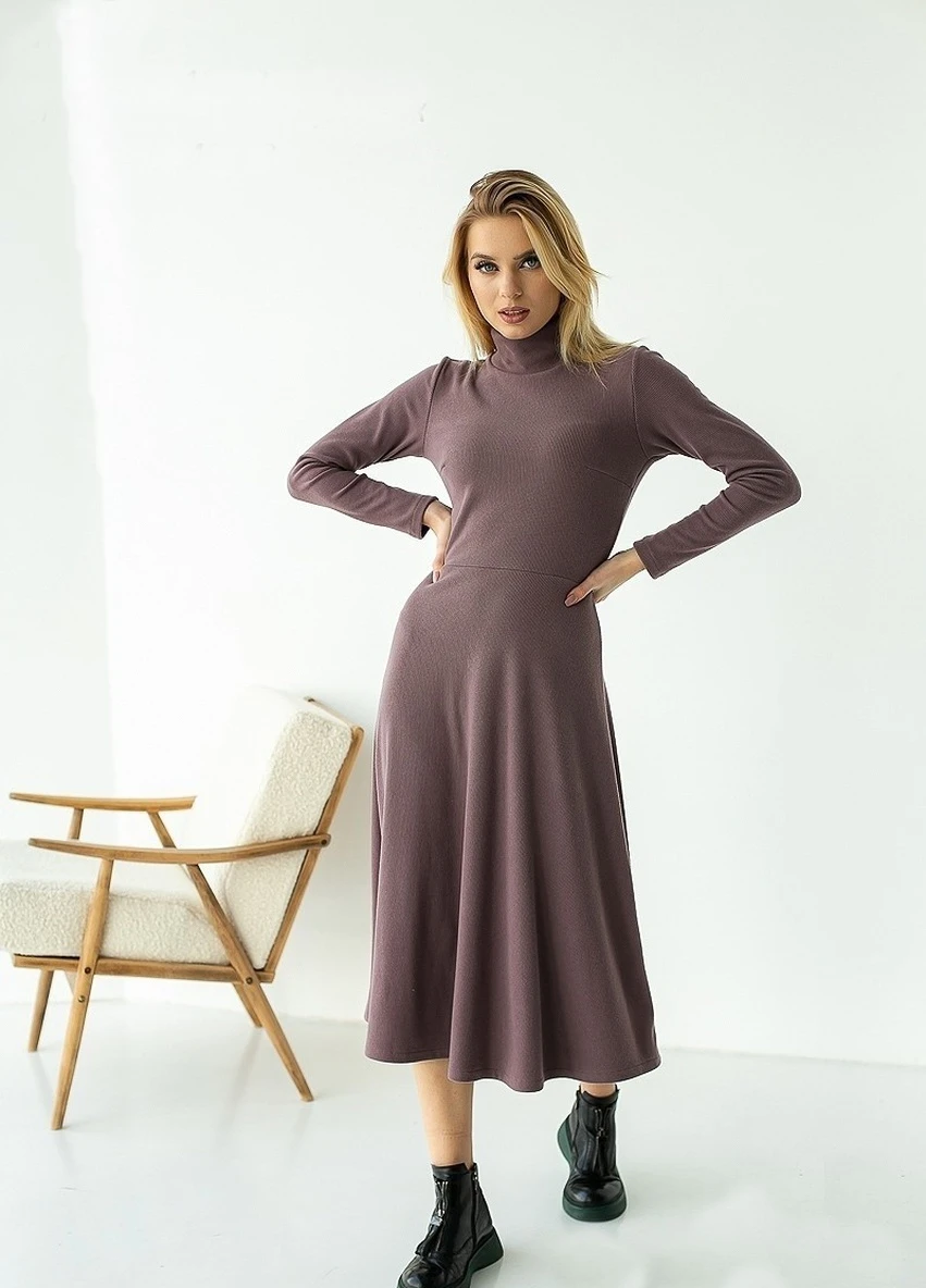 Бежевое вечернее платье с юбкой-солнце FashionYouWant однотонное