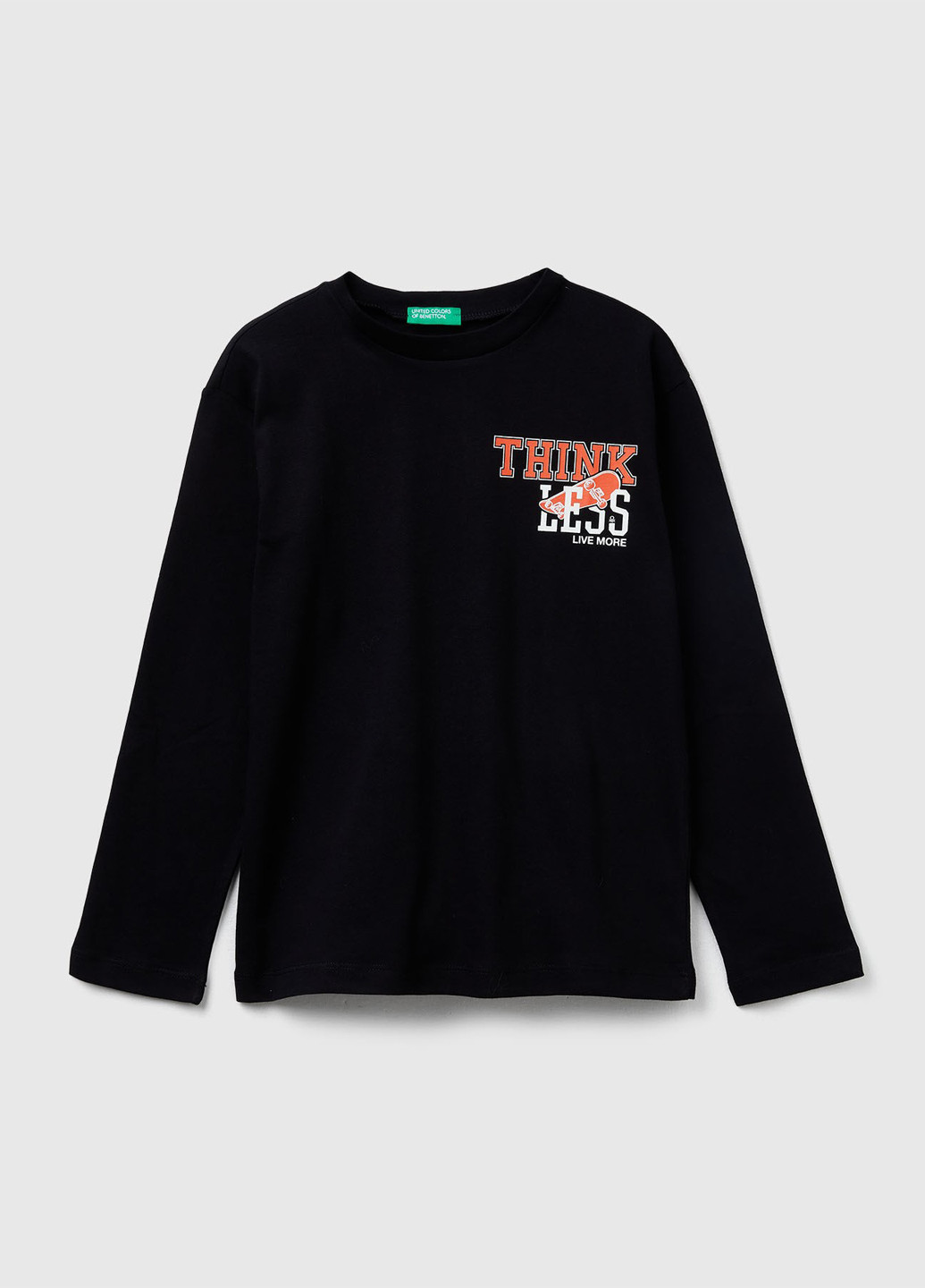 Черный демисезонный кэжуал лонгслив United Colors of Benetton с надписями