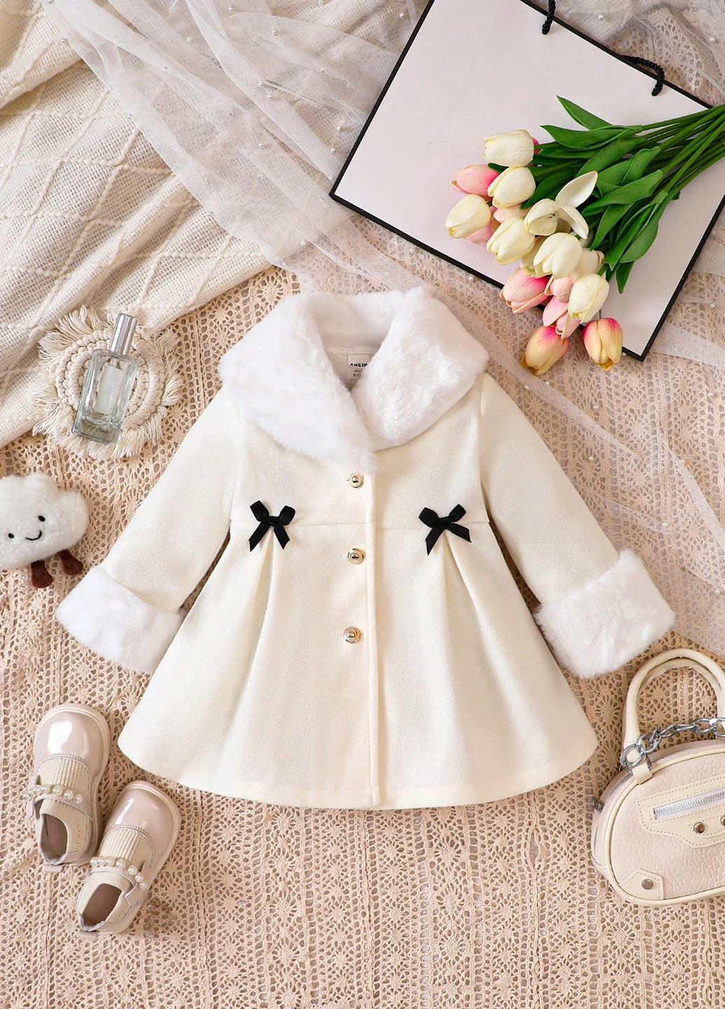 Молочное демисезонное Пальто однобортное SHEIN