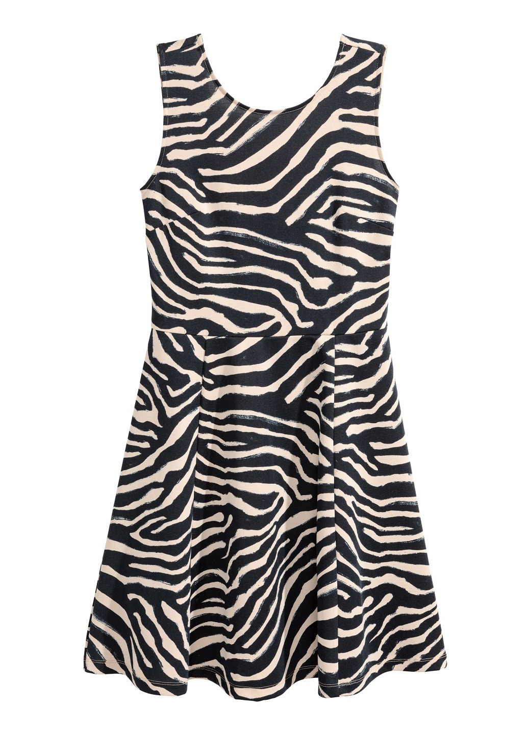 Комбинированное кэжуал короткое трикотажное платье H&M зебра