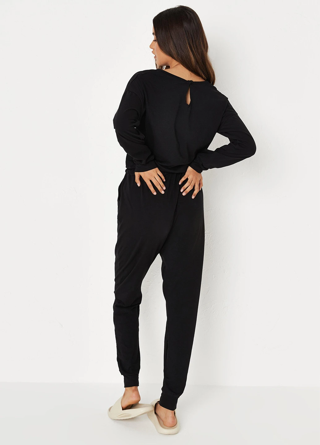 Комбинезон Missguided комбинезон-брюки однотонный чёрный кэжуал хлопок