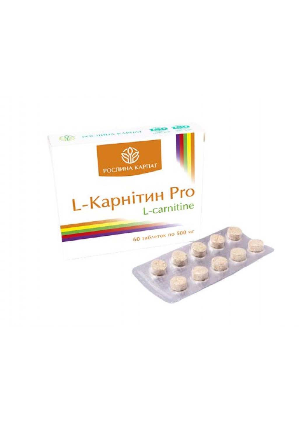 L-Карнітин Pro 60 таблеток по 500 мг Рослина Карпат (253845709)