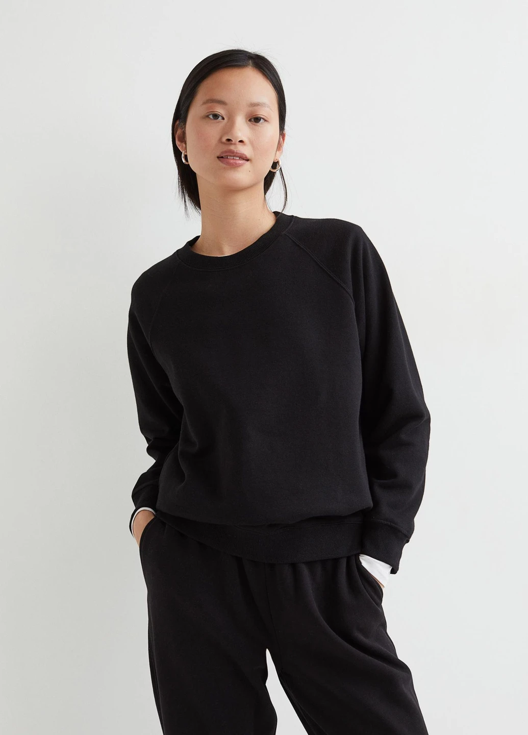 Черный світшот фліс,чорний, H&M Basic (254769959)