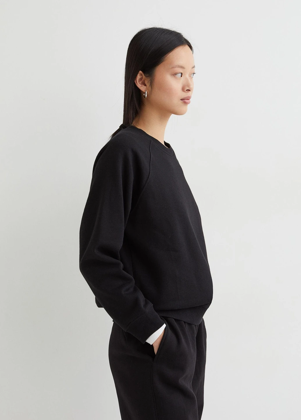 Черный світшот фліс,чорний, H&M Basic (254769959)