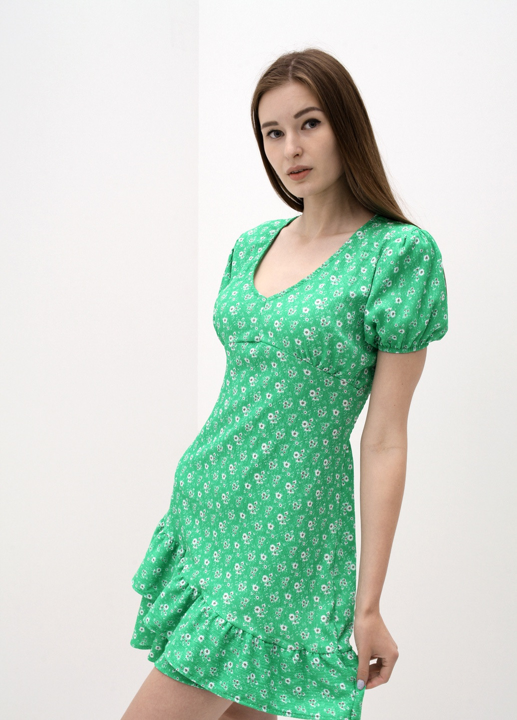 Зеленое кэжуал платье No Brand однотонное