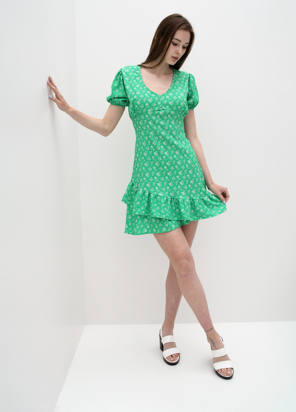 Зеленое кэжуал платье No Brand однотонное