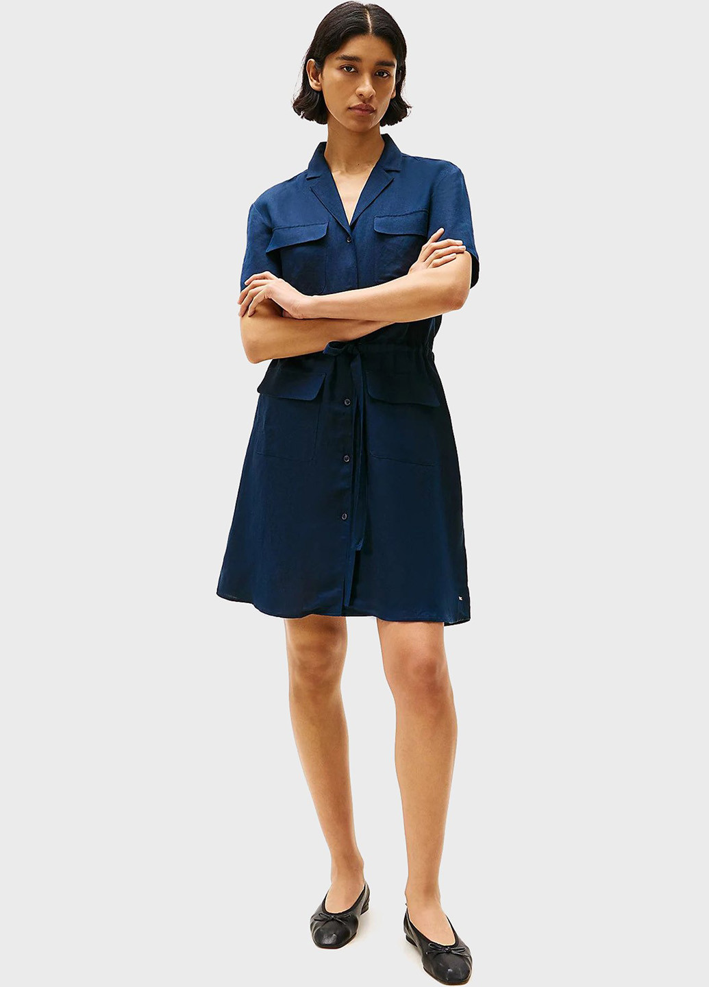 Синя кежуал сукня сукня-сорочка Tommy Hilfiger однотонна