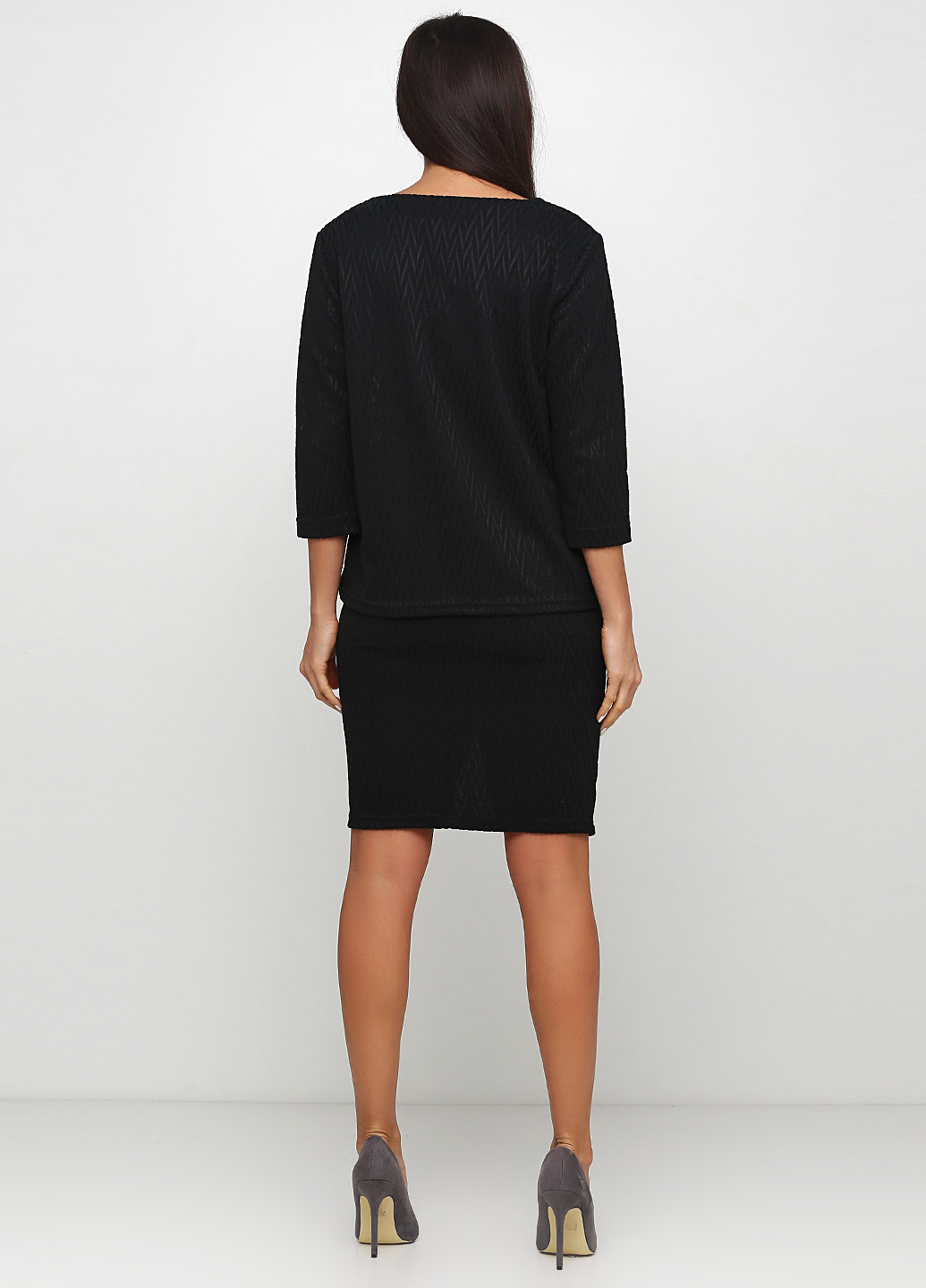 Костюм (блуза, юбка) Minus юбочный рисунок чёрный кэжуал полиэстер