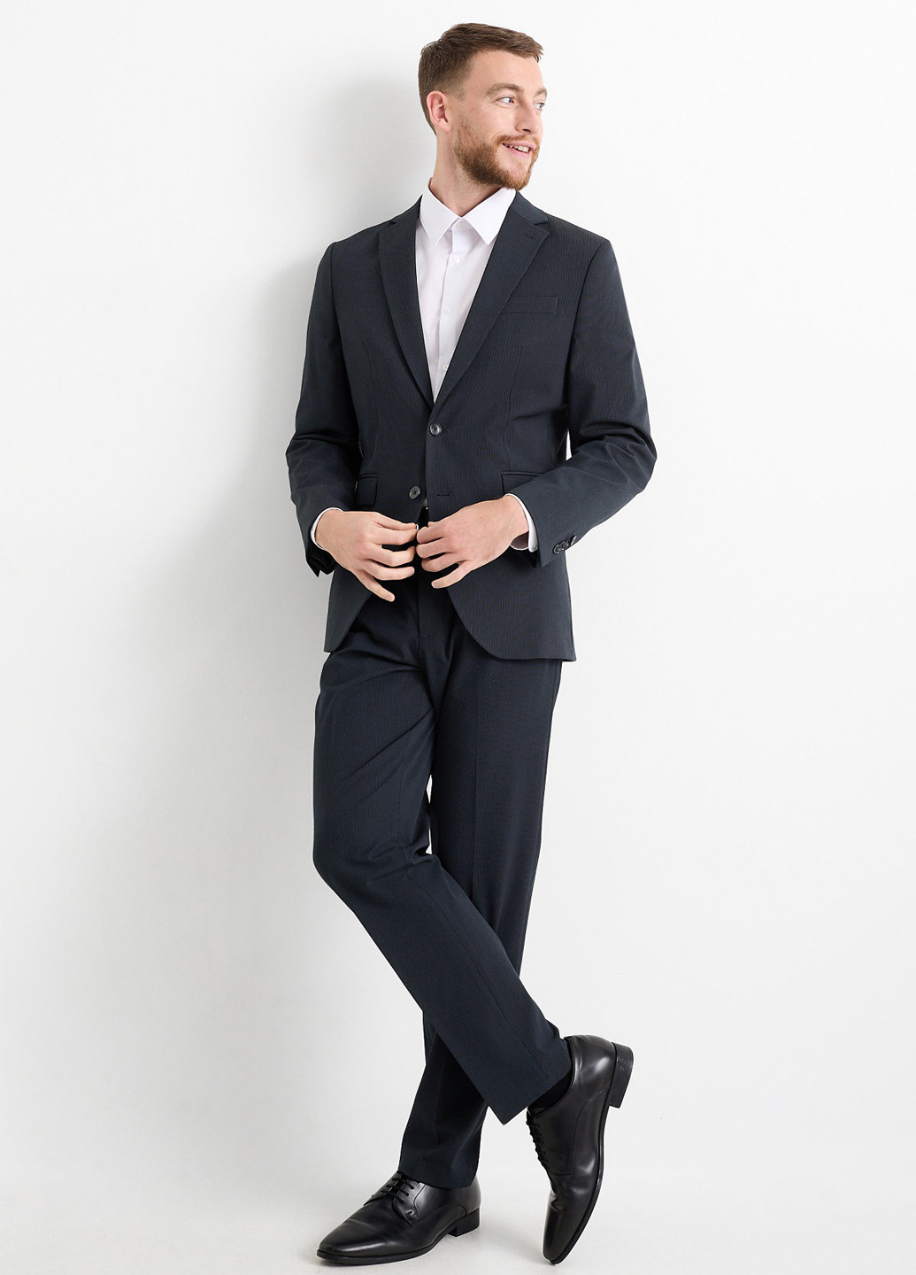 Темно-синие классические демисезонные классические брюки C&A