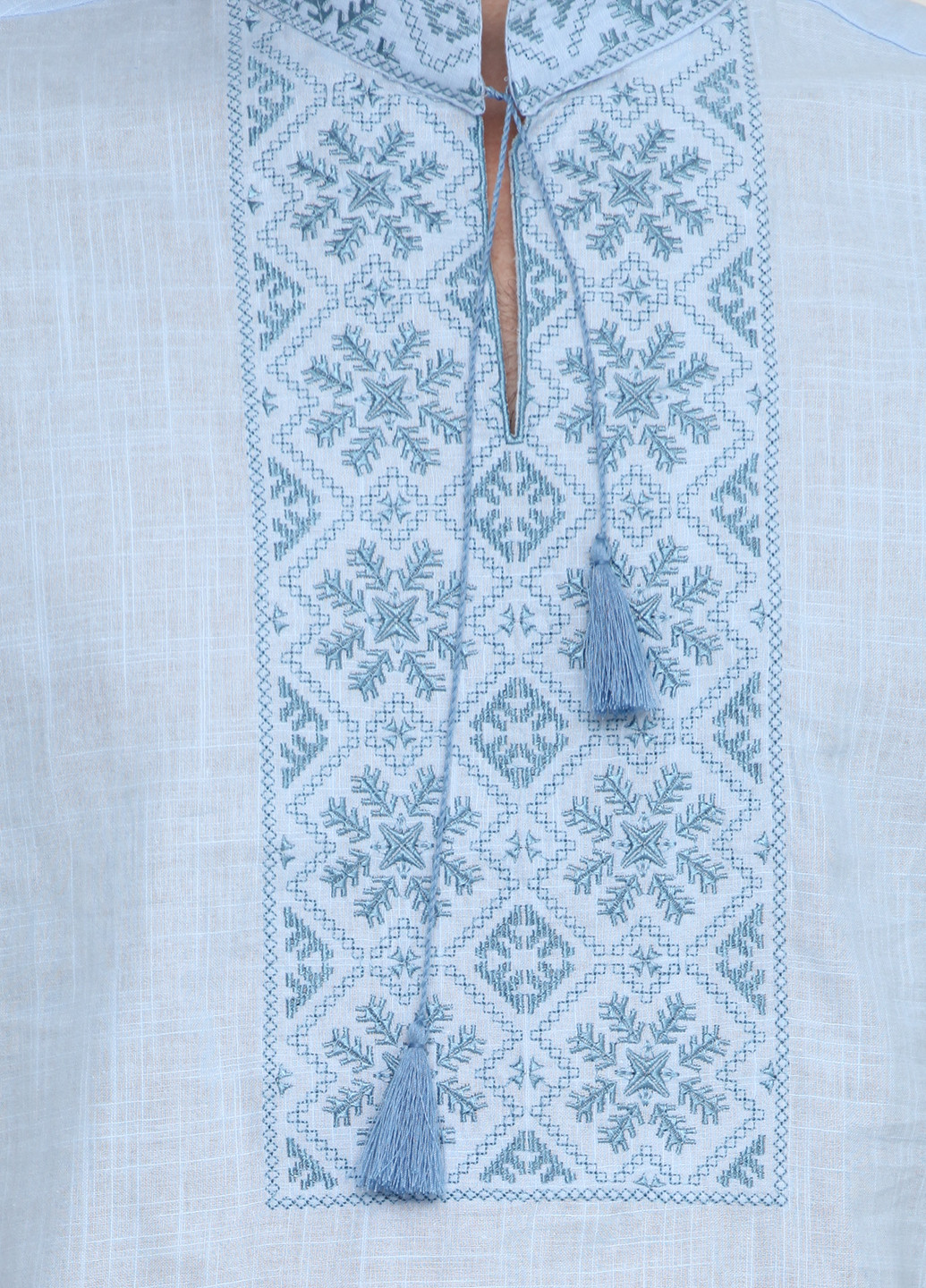 Вышиванка ЕтноМодерн орнамент голубая кэжуал