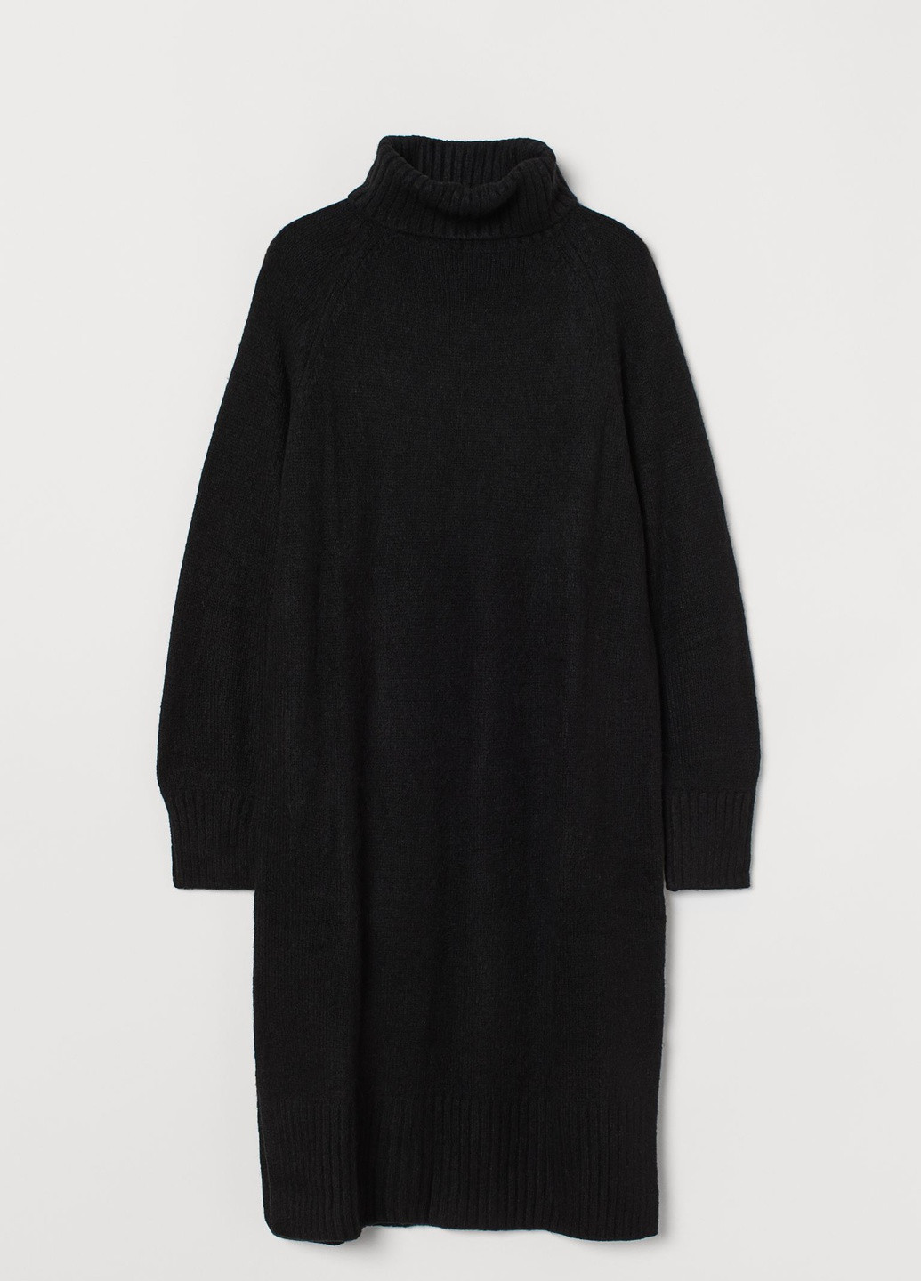 Черное кэжуал платье вязаное H&M однотонное