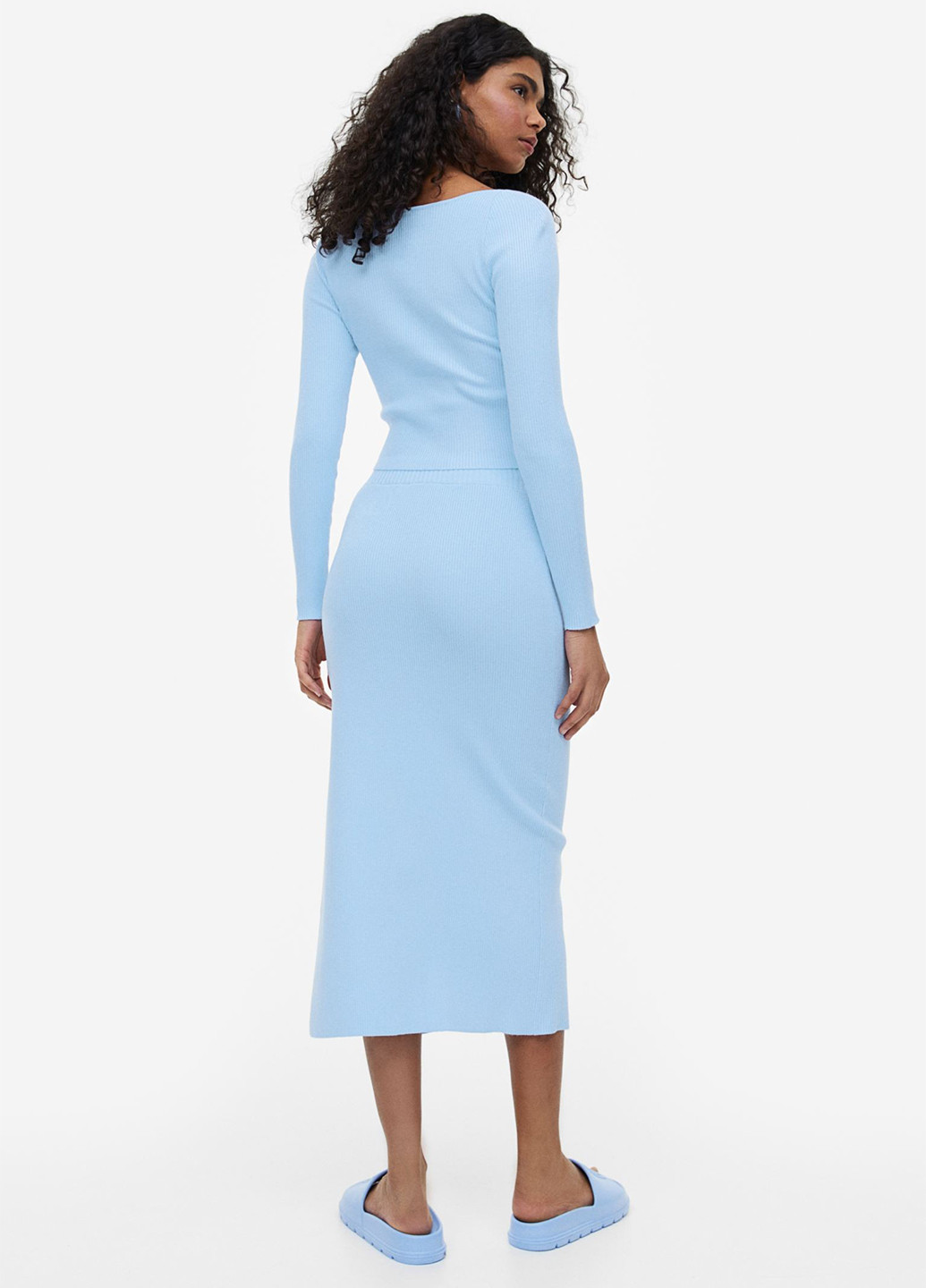 Голубая кэжуал однотонная юбка H&M
