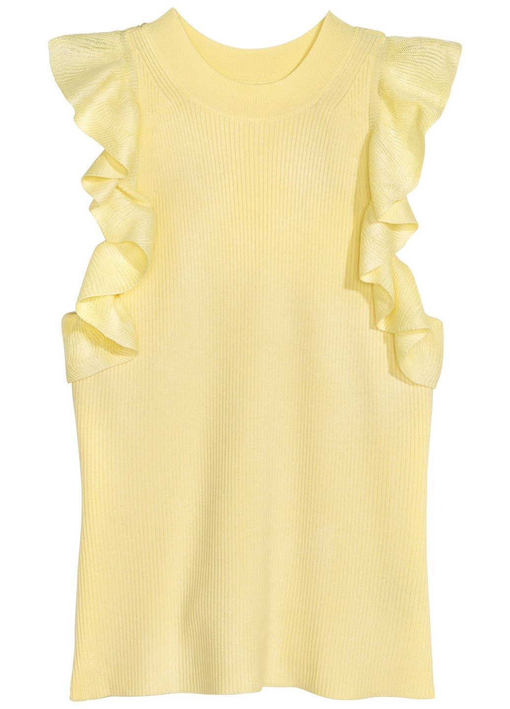 Пуловер H&M однотонный жёлтый кэжуал