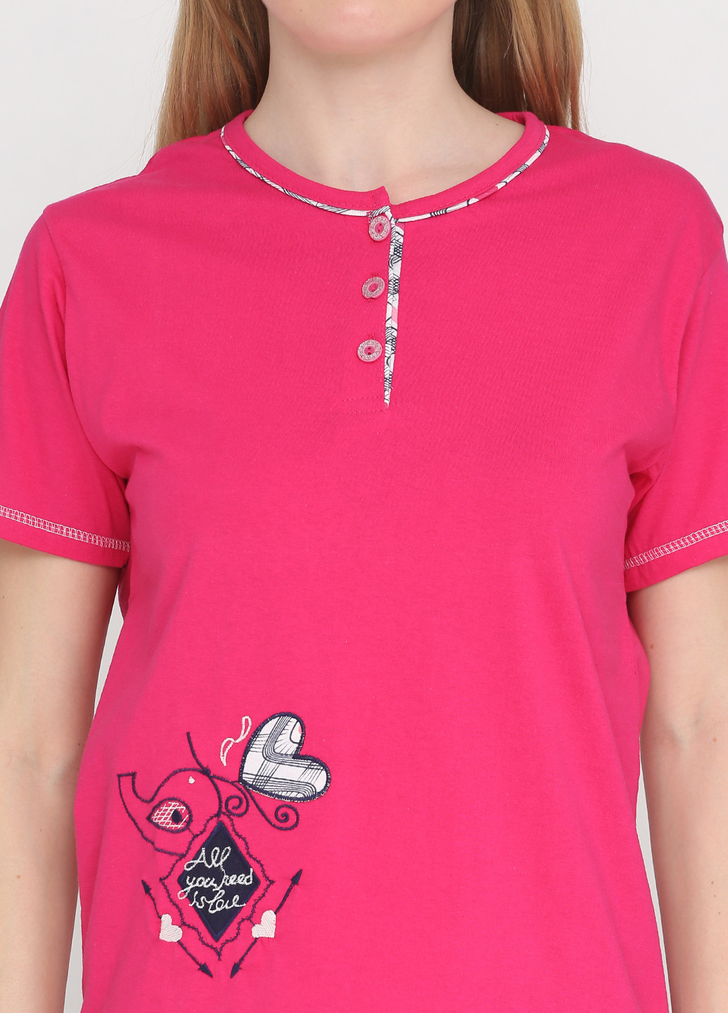 Малинова всесезон піжама (футболка, бриджі) Adalya