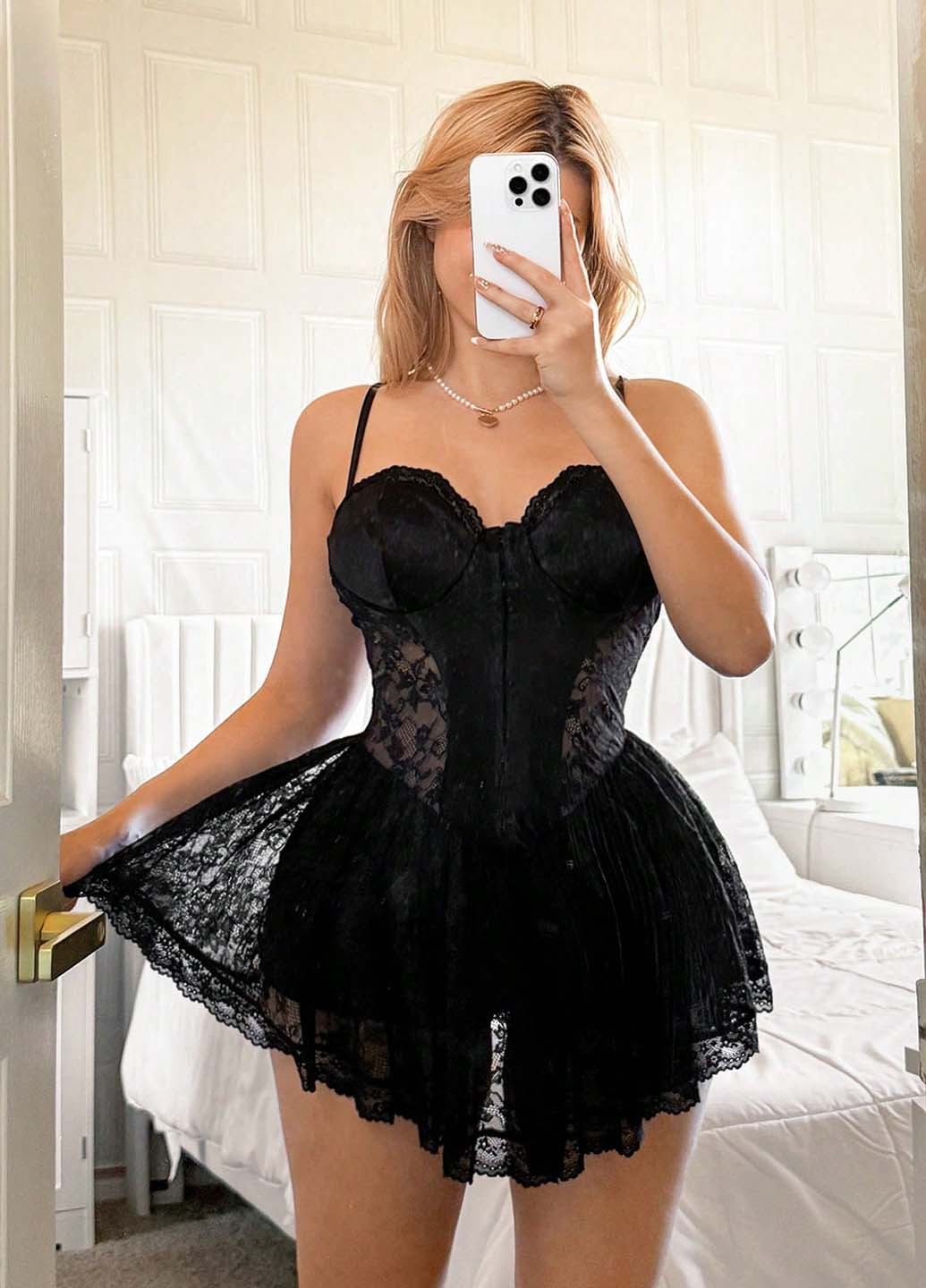 Черное домашнее, откровенный платье SHEIN однотонное