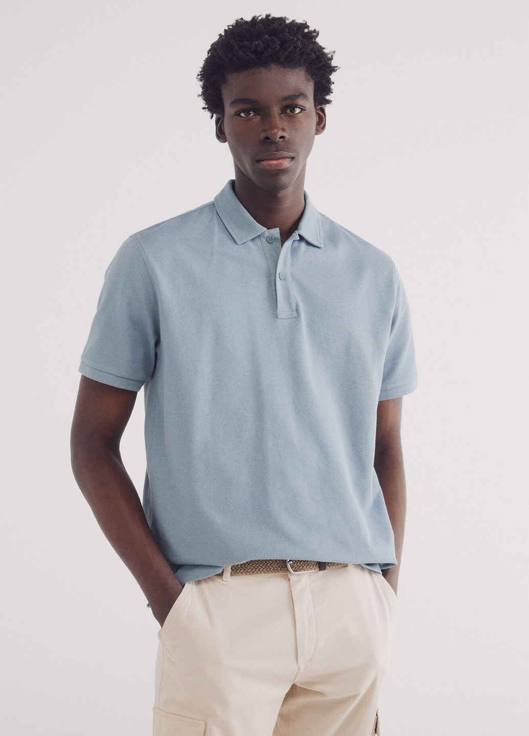 Бирюзовая футболка-поло для мужчин Springfield однотонная