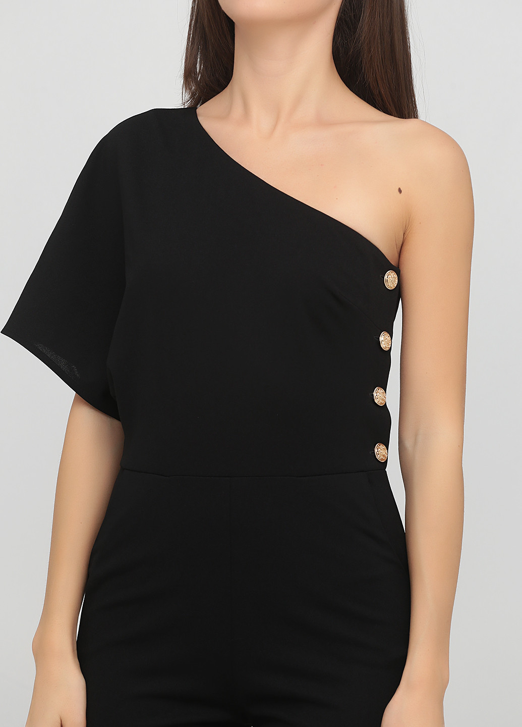 Комбинезон Arefeva комбинезон-брюки однотонный чёрный вечерний вискоза