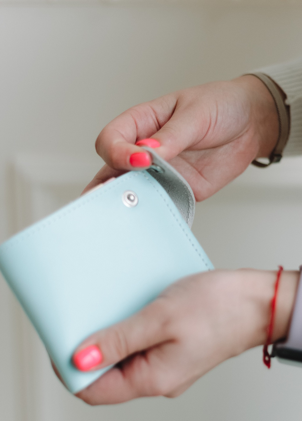 Вместительный кошелек ручной работы голубого цвета из натуральной кожи с легким матовым эффектом Boorbon (253738086)