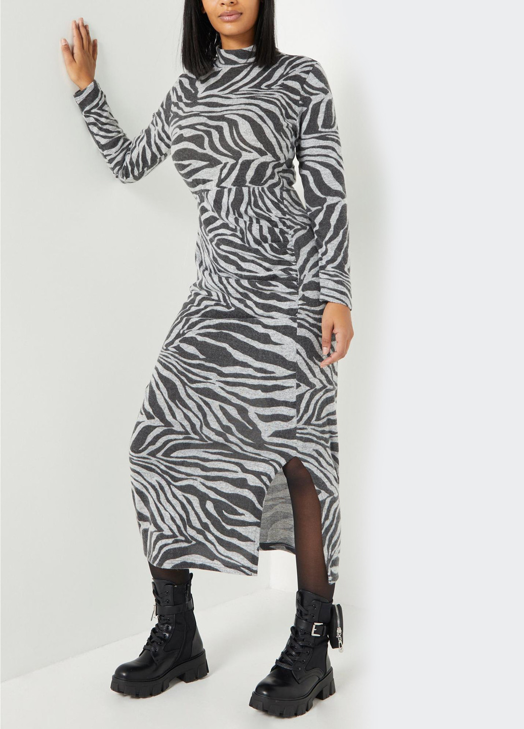 Сіра кежуал сукня сукня-водолазка Studio зебра