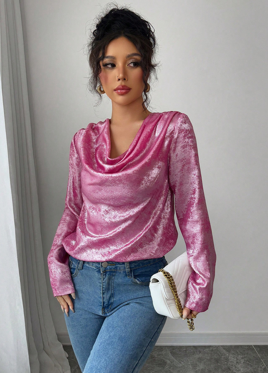 Фуксія блуза SHEIN