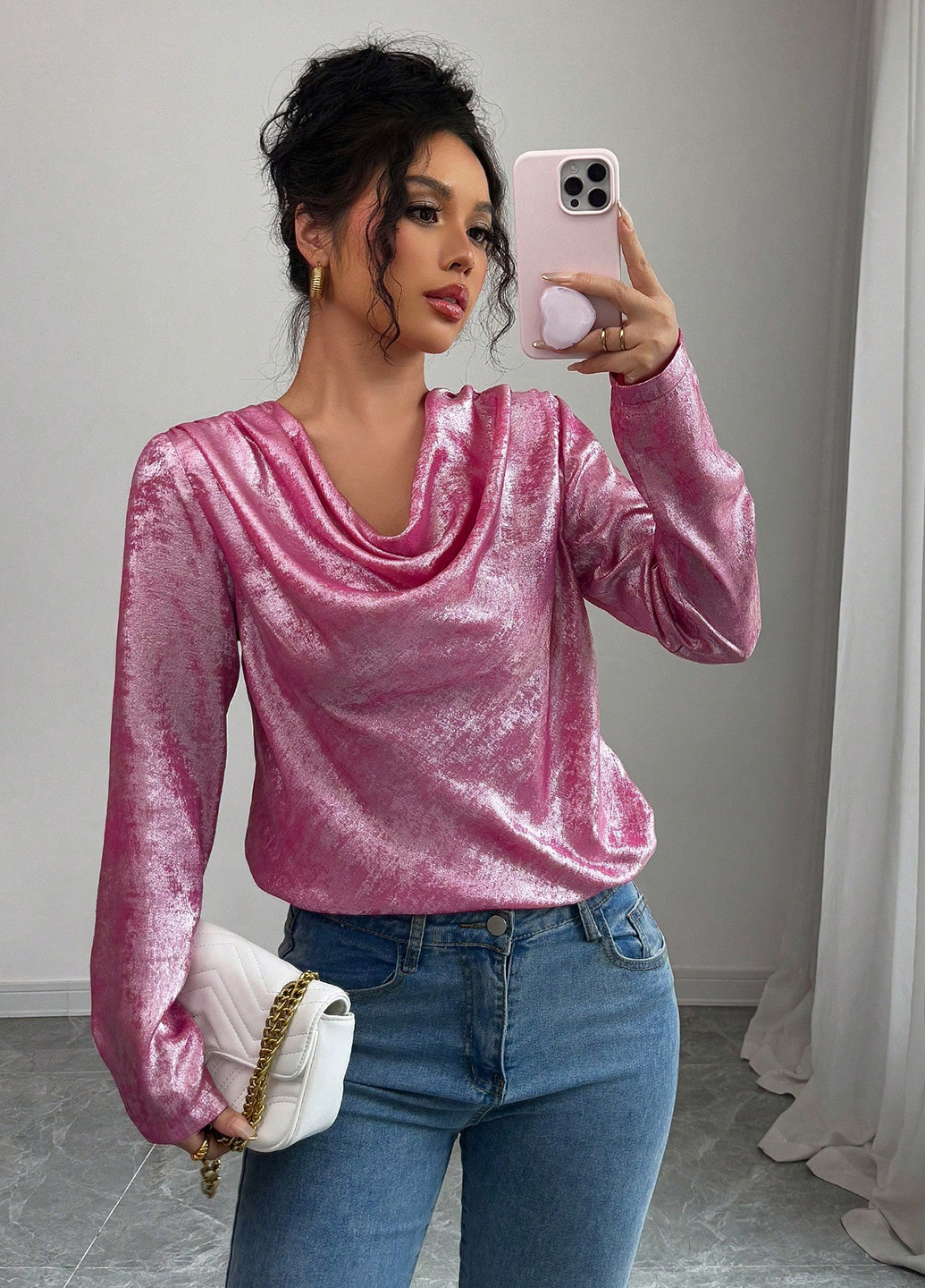 Фуксія блуза SHEIN