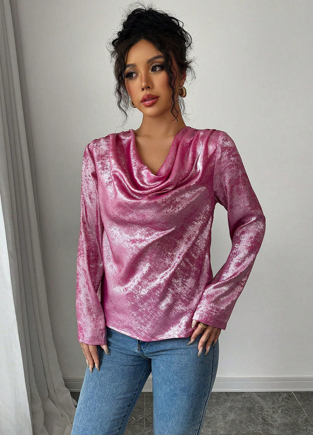 Фуксія блуза SHEIN