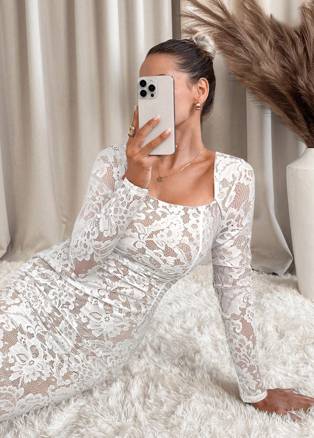 Белое кэжуал платье футляр SHEIN однотонное