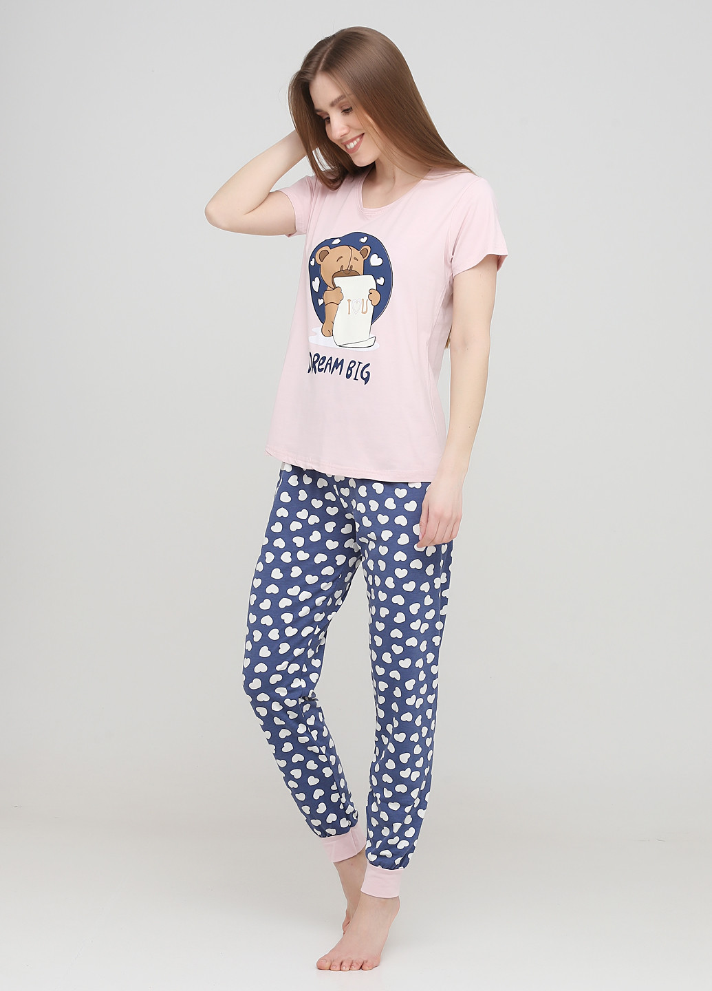 Розово-лиловая всесезон пижама (футболка, брюки) футболка + брюки Boyraz
