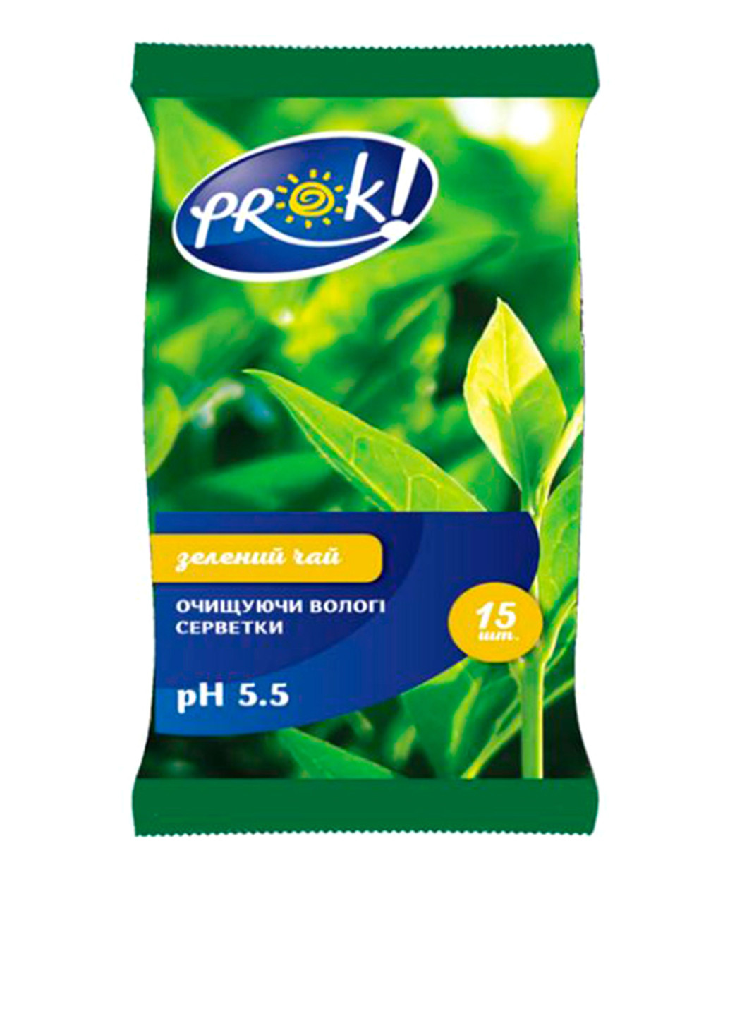 Серветки вологі очищаючі Зелений чай (15 шт.) PrOK (79587329)