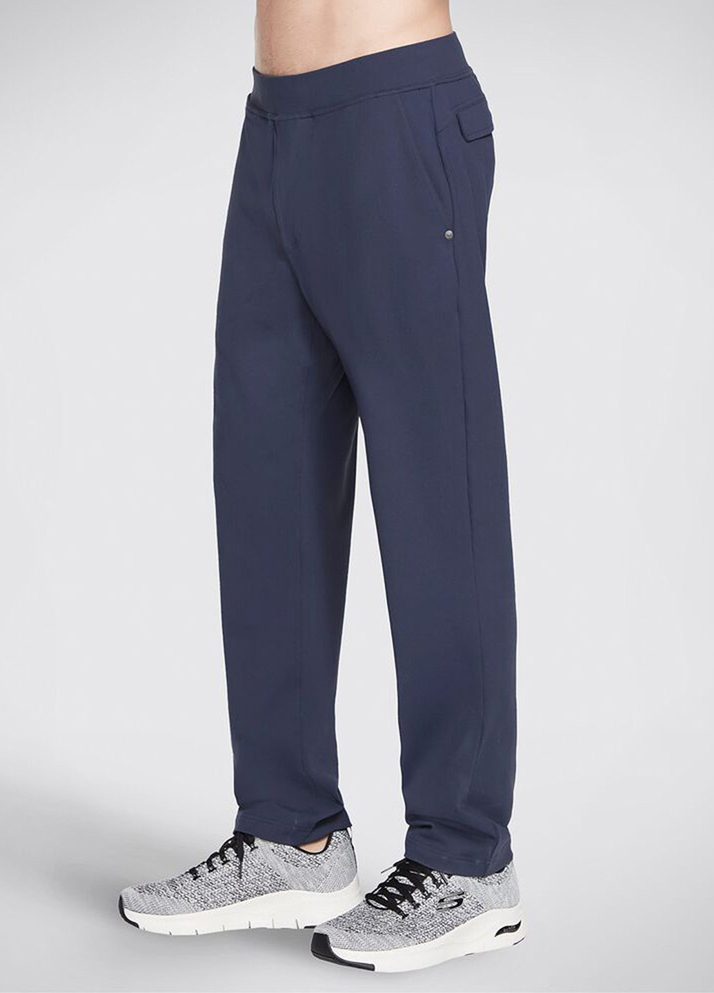 Синие кэжуал демисезонные прямые брюки Skechers