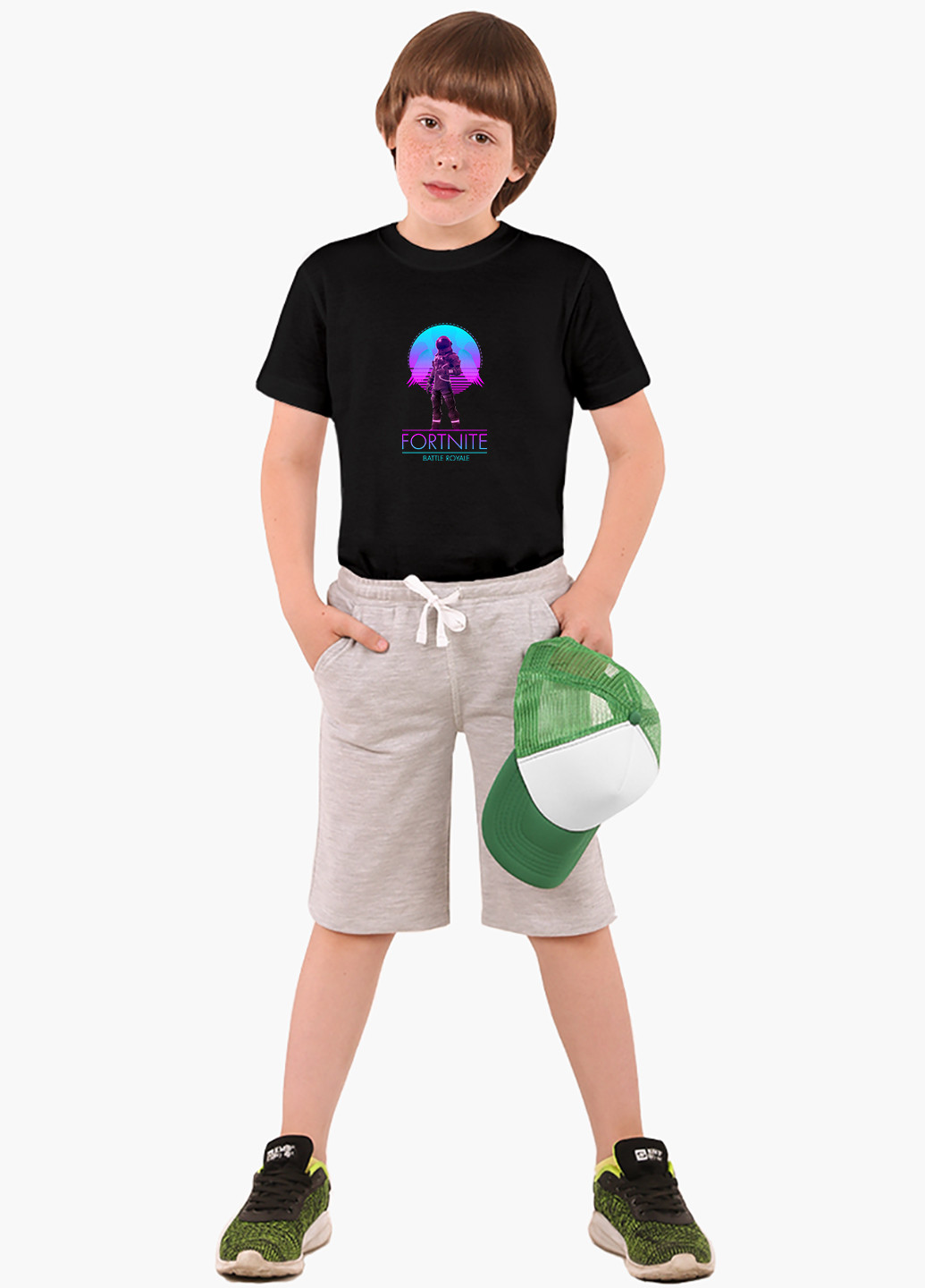 Чорна демісезонна футболка дитяча фортнайт (fortnite) (9224-1193) MobiPrint