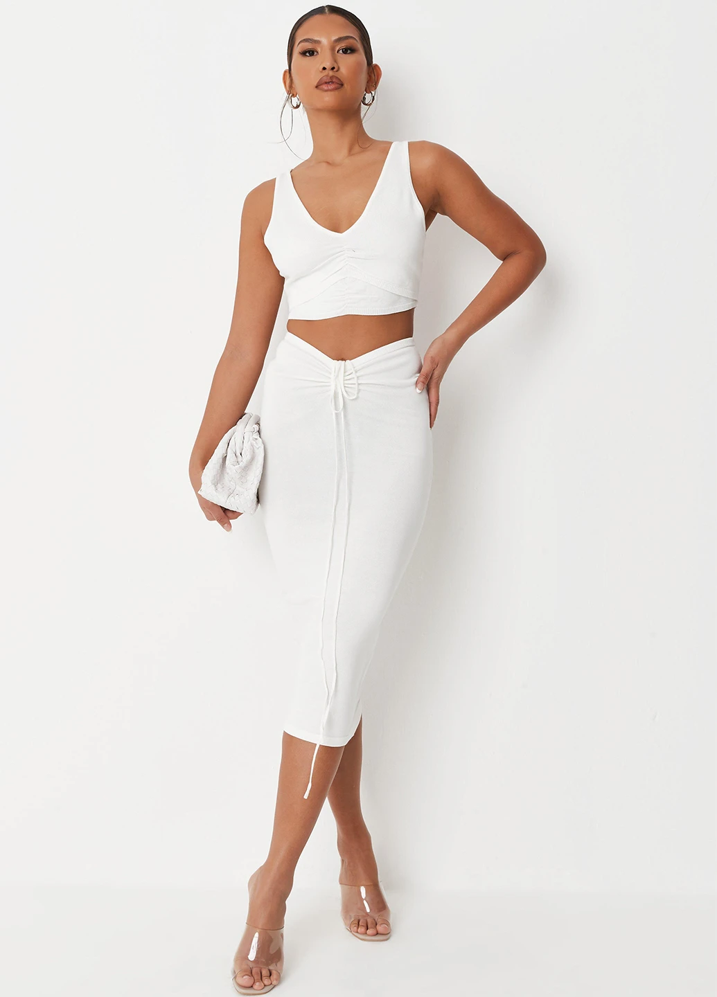 Белая кэжуал однотонная юбка Missguided карандаш