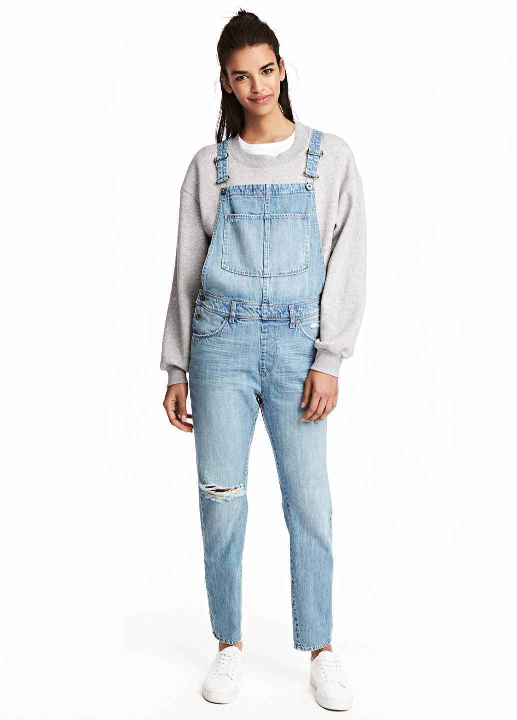 Комбінезон H&M комбінезон-брюки однотонний блакитний джинсовий