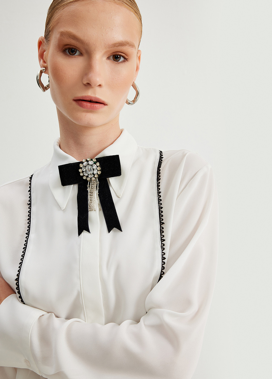 Белая кэжуал рубашка однотонная KOTON