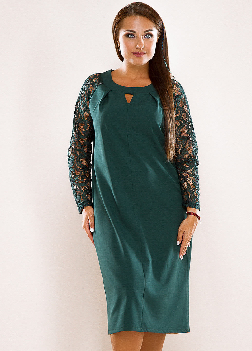 Темно-зеленое кэжуал платье короткое Lady Style с абстрактным узором