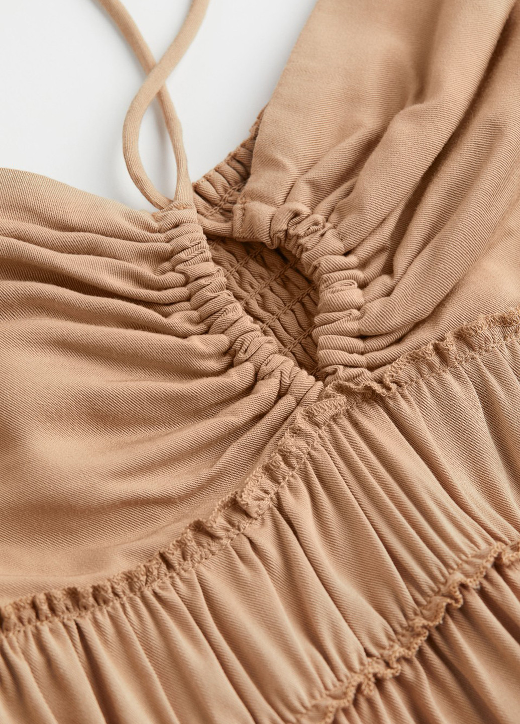 Темно-бежева коктейльна, святковий сукня з відкритою спиною, в стилі армпір, з відкритими плечима H&M однотонна