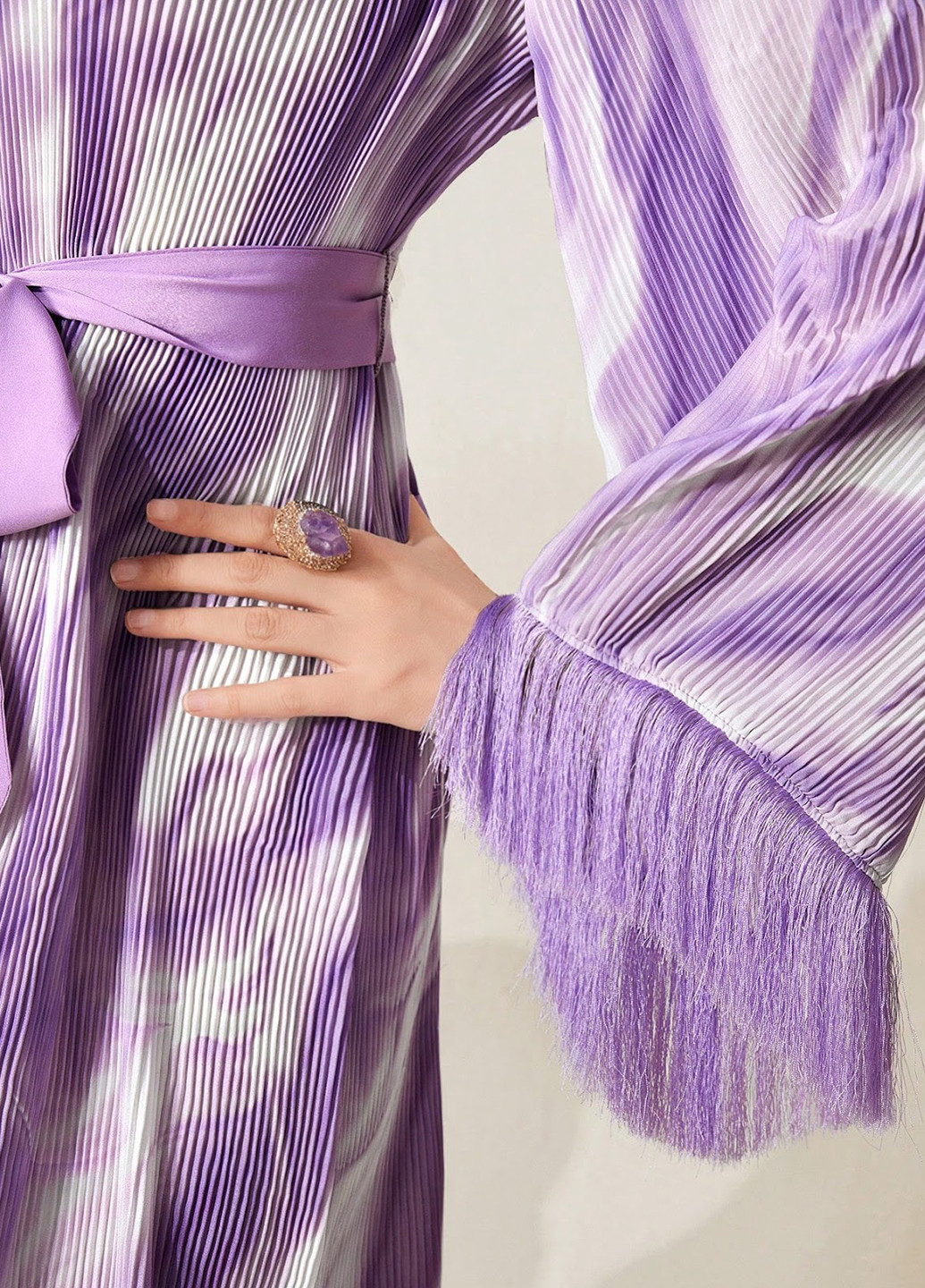 Сиреневое кэжуал платье а-силуэт SHEIN тай-дай