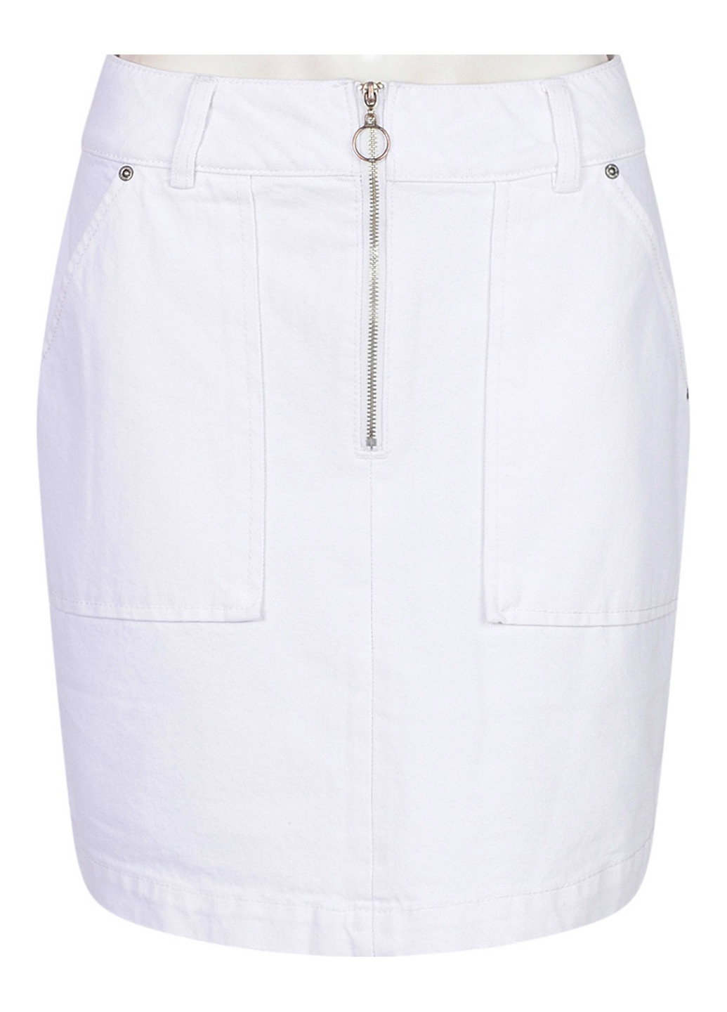 Белая джинсовая однотонная юбка Boohoo карандаш