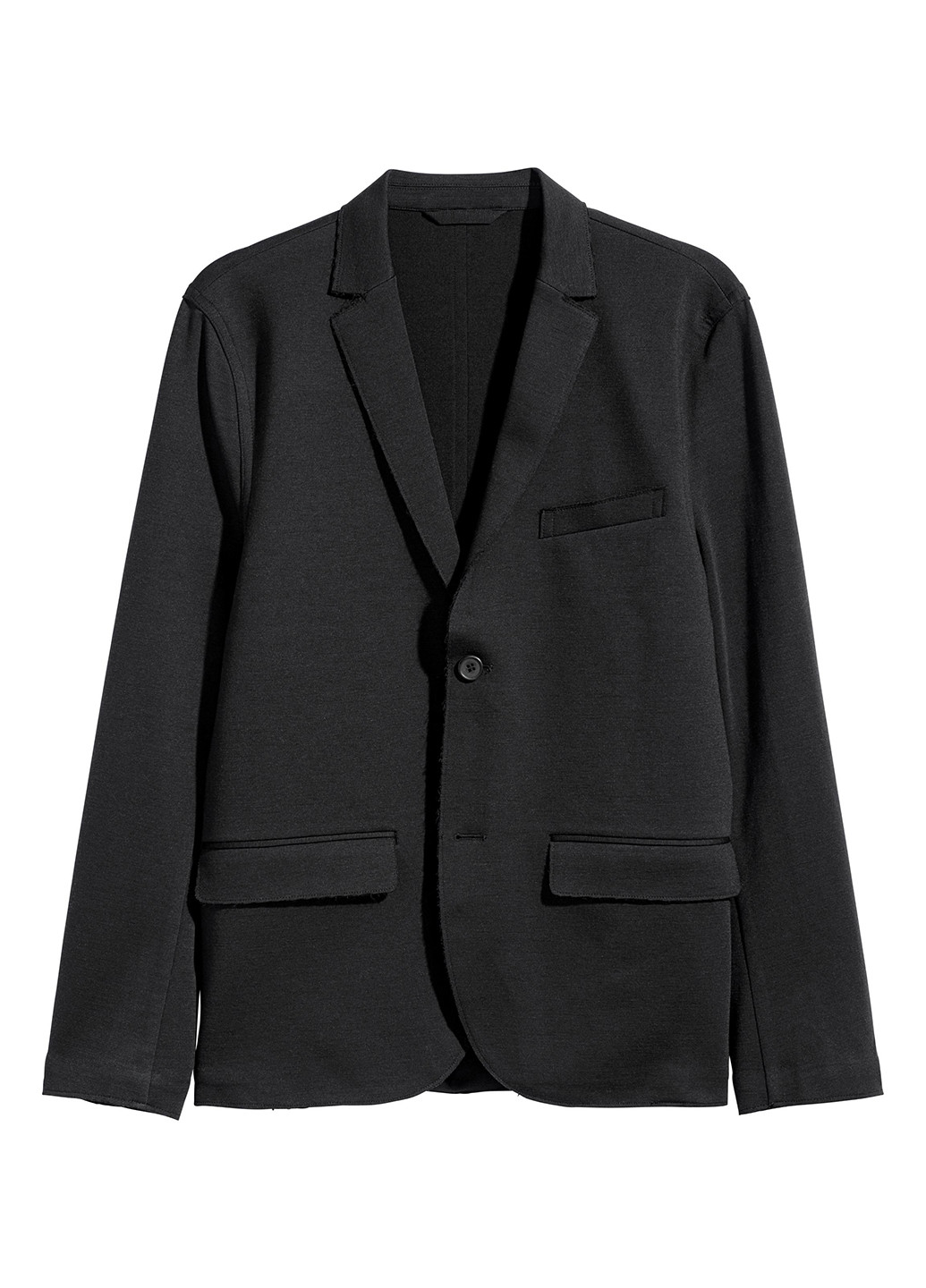 Пиджак H&M однотонный чёрный деловой шерсть, хлопок, полиамид