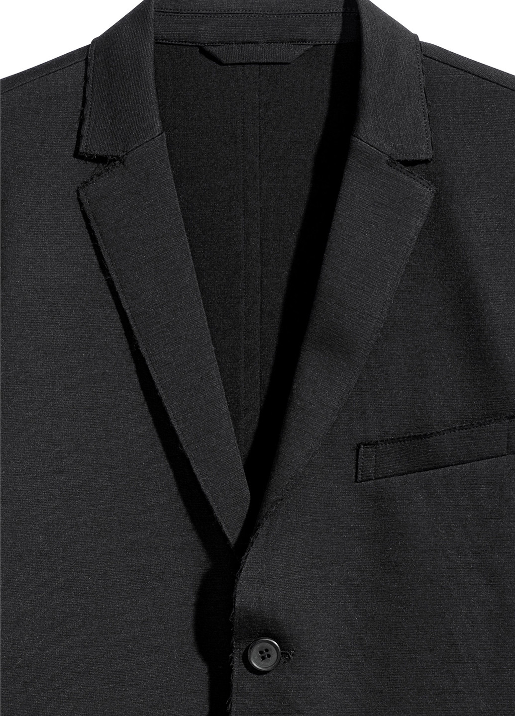 Пиджак H&M однотонный чёрный деловой шерсть, хлопок, полиамид