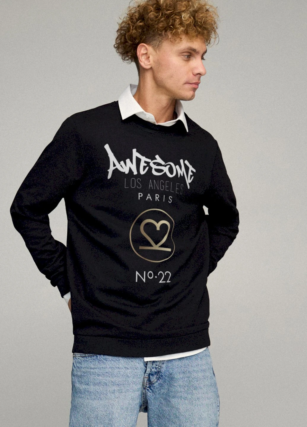 Чорний свитшот мужской oversize /no flis/ YAPPI малюнок (254557416)