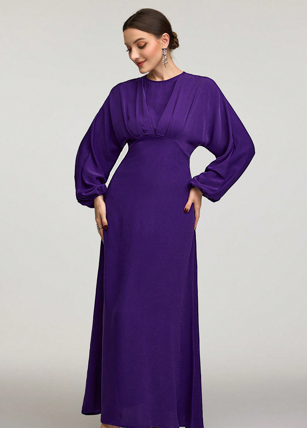 Фіолетова вечірня сукня кльош, в стилі армпір SHEIN однотонна