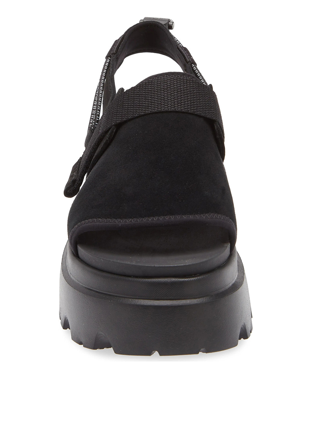 Черные босоножки UGG на липучке на тракторной подошве, с тиснением, с логотипом