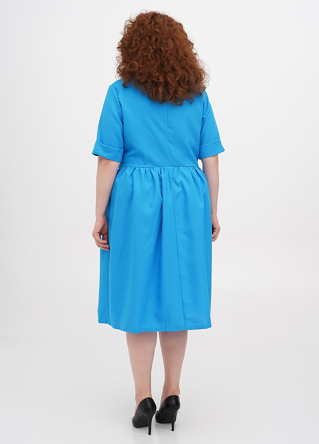 Блакитна кежуал плаття, сукня кльош Dioni однотонна
