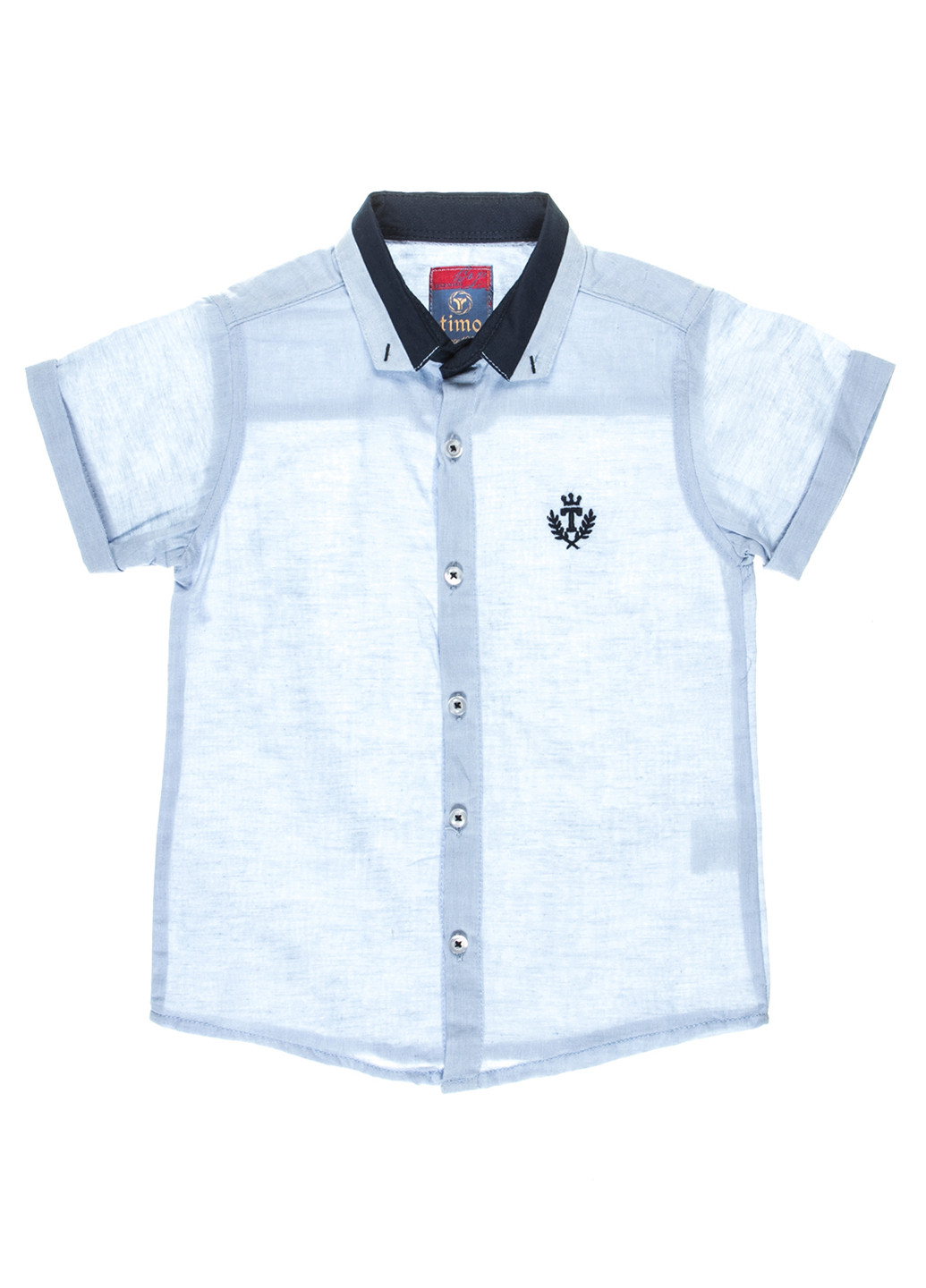 Голубой кэжуал рубашка с логотипом Timo с коротким рукавом