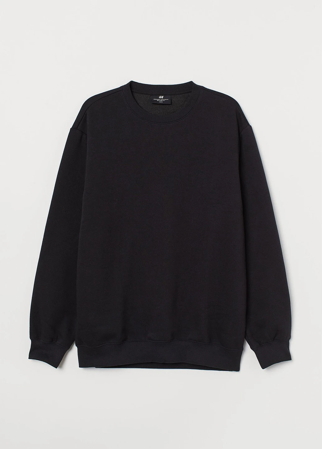 Черный свитшот H&M однотонный без декора (222302311)