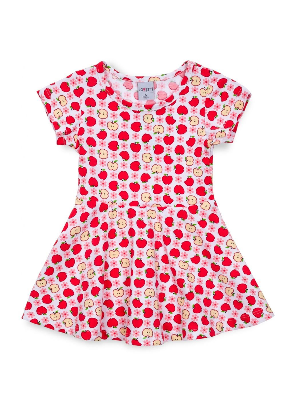 Комбинированное платье в яблочки (5910-99-86g-coral) Lovetti (251326276)