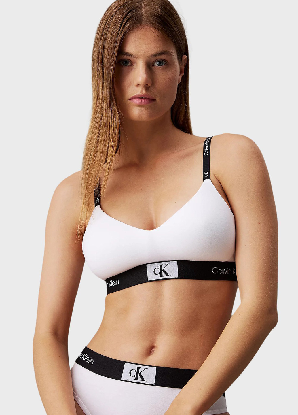Белый топ бюстгальтер Calvin Klein без косточек хлопок